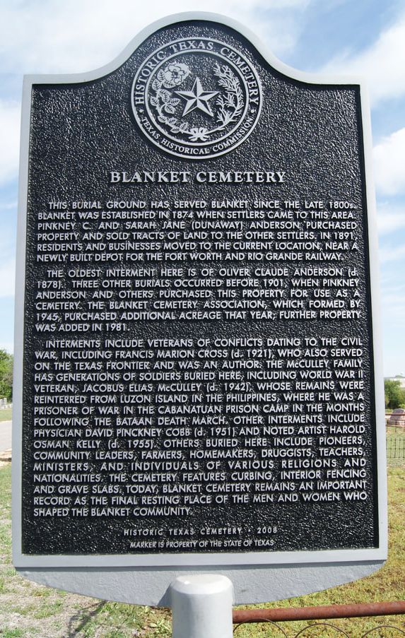 Blanket Cemetery Historical Marker